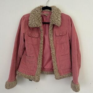 Refuge Pink Teddy Jacket with Cream Sherpa Trim